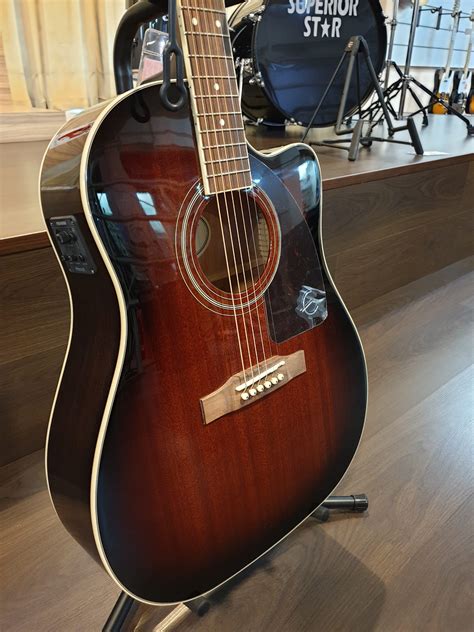 Epiphone Aj 220sce Acousticelectric Guitar Mahogany Burst Sandman