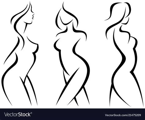 Set Of Stylized Silhouettes Woman Body Royalty Free Vector