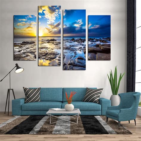 Framed Panels Ocean Scenery Canvas Print Painting Modern Canvas Wall Art For Wall Pcture Home
