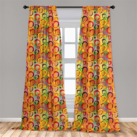 Colorful Curtains 2 Panels Set Pattern With 3d Vibrant Colored Ring