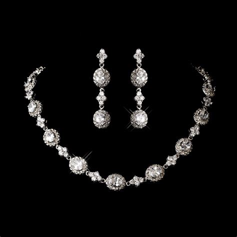 Rhodium Plated Cubic Zirconia Wedding Jewelry Set Sale Crystal