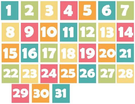 Spring Calendar Numbers Printable Printable Calendar Numbers