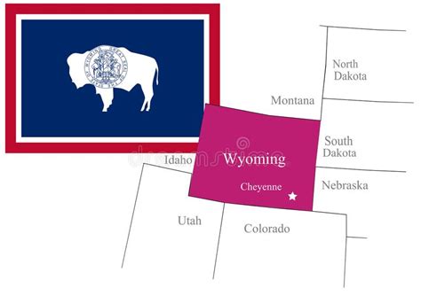 Us State Of Wyoming Flag Map Vector Illustration Eps 10 Stock Vector