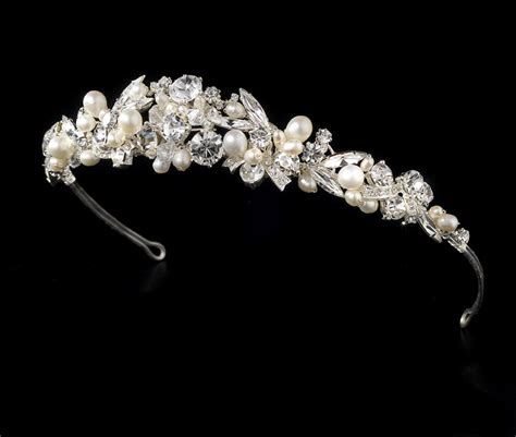 Bridal Rhinestone Crystal Headband Rhinestone Pearl Tiaras Pearl