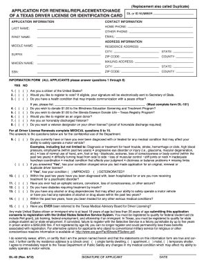 Texas department of insurance p. 2012 Form TX DL-43 Fill Online, Printable, Fillable, Blank - PDFfiller