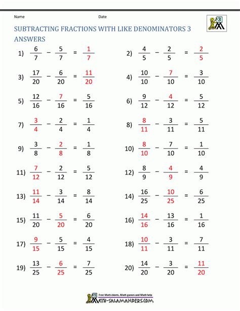 Borrowing Fractions Subtraction Worksheets Subtraction Worksheets
