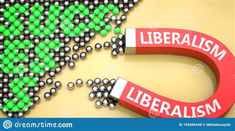 Liberalism Attracts Success Pictured As Word Liberalism On A Magnet