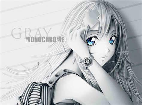 Cute Anime Girl Blue Eyes Gray Hd Wallpaper Wallpaper