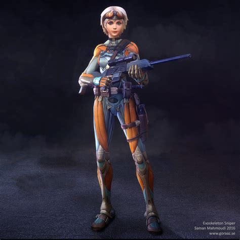 Artstation Exoskeleton Sniper Saman Mahmoudi Character Design