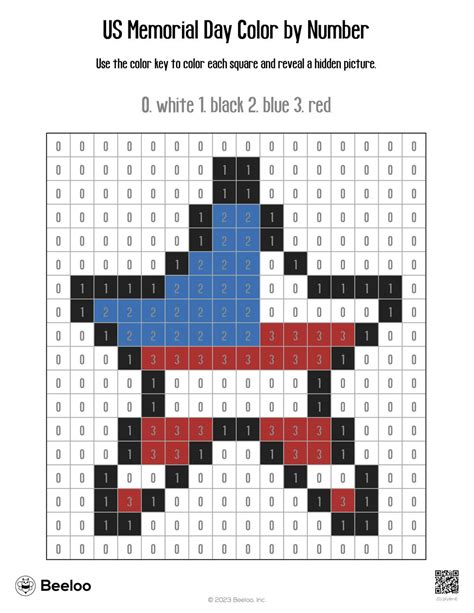 Memorial Day Themed Color By Number Grids Beeloo Printable Crafts And