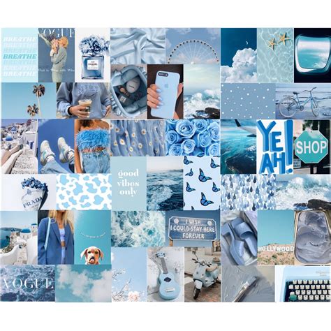 Baby Blue Aesthetic Wall Collage Kit 68 Images Digital Etsy
