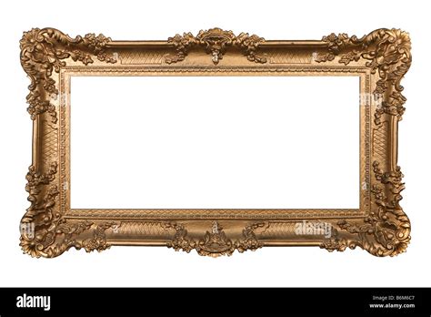 Elaborate Golden Picture Frame Isolated On White Easily Extracted Stock