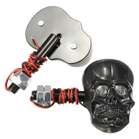 Universal fit universal fit parts can be installed on various motorcycles and may require modification. Universal Motorcycle Skeleton Head Skull Turn Signal Light ...