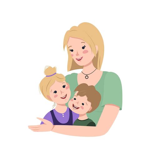 maman blonde embrasse son fils et sa fille bonne fête en famille 3046213 art vectoriel chez