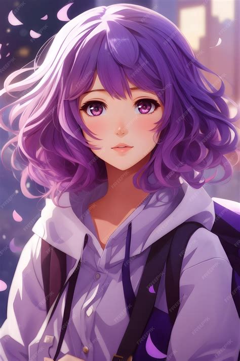 Premium Ai Image Purple Anime Girl Purple Hair Anime Girl Anime