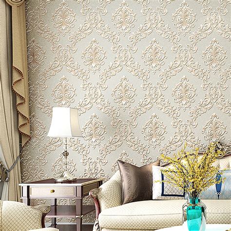 Beige Embossed Texture Wallpaper Striped And Damask Match Pattern Home