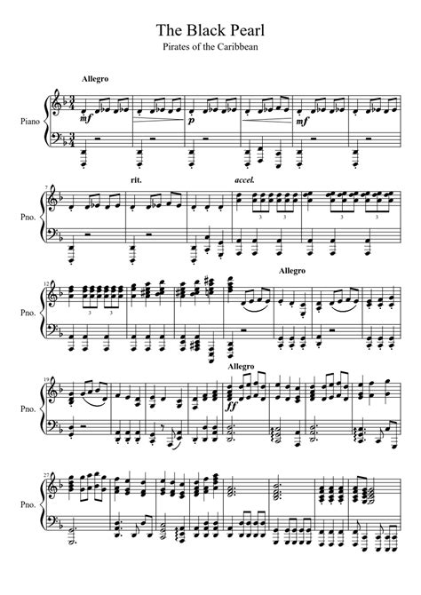 In 2003, the score for pirates of the caribbean got put together a bit like a patchwork quilt. The Black Pearl from Pirates of the Caribbean - Free Sheet Music | Free Piano Sheet Music ...