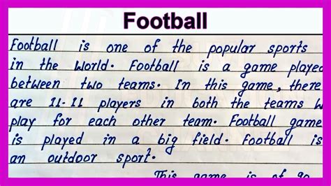 Simple English Paragraph On Football Write Easy English Essay On