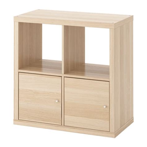 We need to cut a notch out so they will. KALLAX Shelving unit with doors - white stained oak effect ...