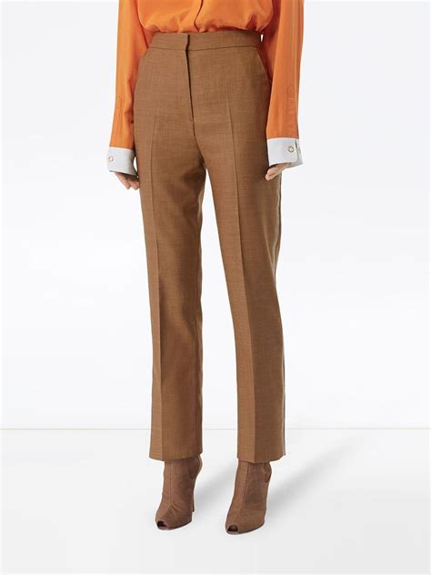 Burberry Wool Silk Mohair Linen Tailored Trousers In Brown Lyst