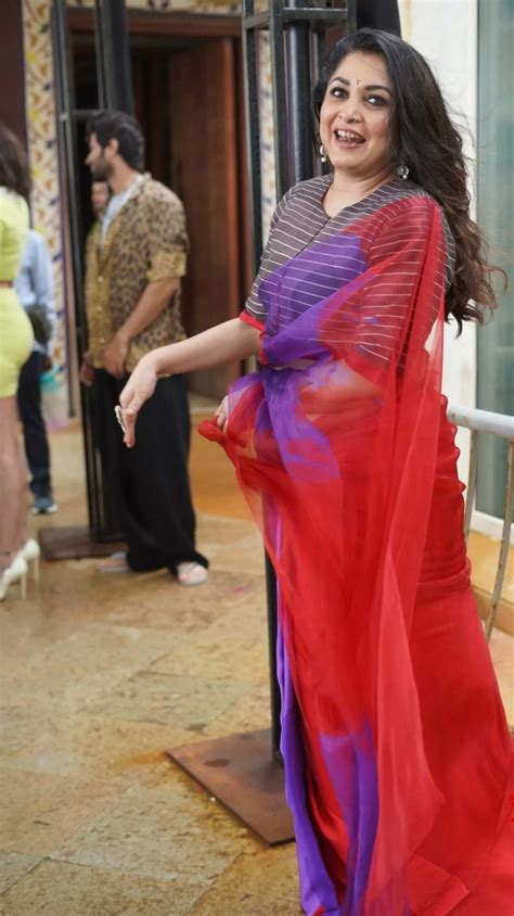 Baahubali Actress Ramya Krishnan Looks Ethereal Posing In A Saree At Liger Event Bridaltweet