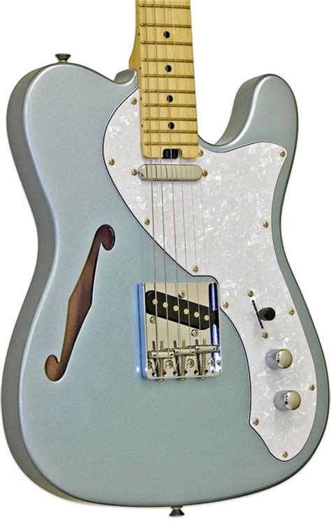 Aria TEG TL MIB Hollow Body Elektrische Gitaar Metallic Ijsblauw Metallic Ice Bleu Bol