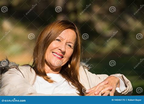 Peaceful Relaxed Attractive Mature Woman Stock Photo Image Of Happy
