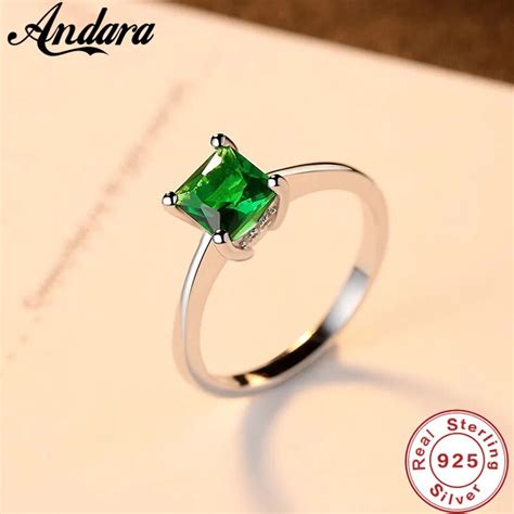 Women Rings 100 925 Sterling Silver Square Shape With Cz Stone Jewelry Engagement Rings Female