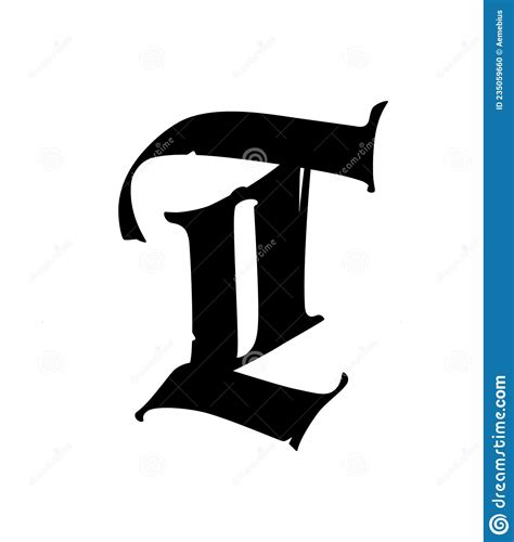 Lettera T In Stile Gotico Vettore Alfabeto Il Simbolo è Isolato Su