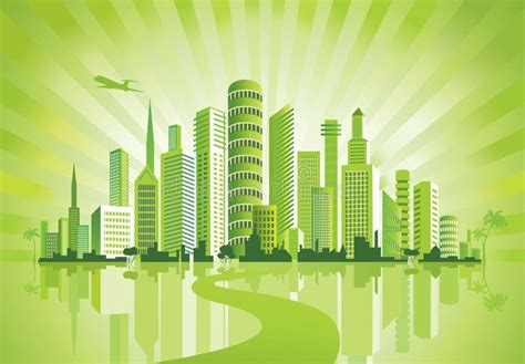 Fondo verde de la ciudad ilustración del vector Ilustración de costa