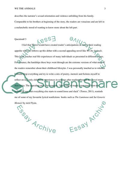 We the animals Essay Example | Topics and Well Written Essays - 500 words