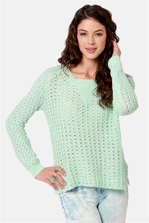 cute mint green sweater open knit sweater 84 00 lulus