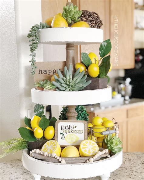 Tiered Tray Inspo Lemon Decor Spring Decor Farmhouse Style Lemon