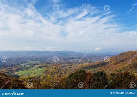 Aerial View Of Mountain Forests In Bright Autumn Colors Stock Image