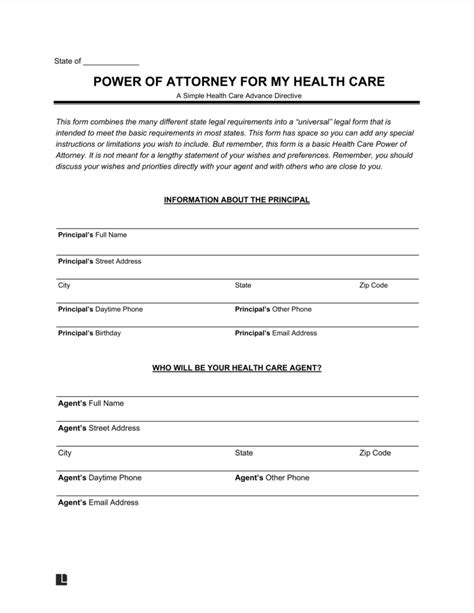 Free Medical Health Care Power Of Attorney Form PDF Word