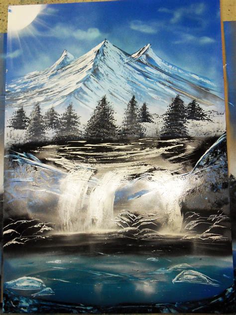 Spray Paint Painting Mountains Waterfalls Rocks By Airgone On Deviantart