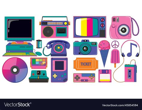 Retro Objects And Elements Set Royalty Free Vector Image