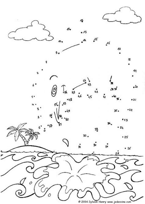By connecting the dots, number by number, a picture forms before your very eyes. Dot to dot: Dolphin | Coloring pages, Connect the dots ...