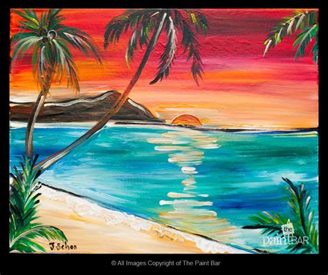 Waikiki Beach Hawaii Painting Jackie Schon The Paint Bar Sunset
