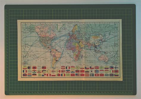 1951 Vintage World Map