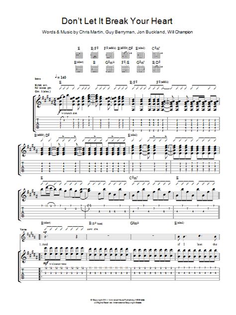 Download Coldplay Dont Let It Break Your Heart Sheet Music And Pdf
