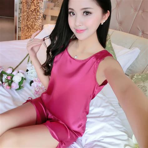 sexy nightgown summer korean version of thin silk ice sleeveless vest shorts two sets of