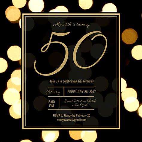 Golden 50th Birthday Invitation Templates By Canva