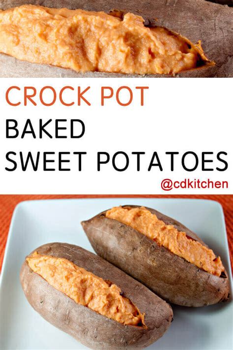 How to make mashed potatoes in a crockpot. Crock Pot Baked Sweet Potatoes Recipe from CDKitchen.com