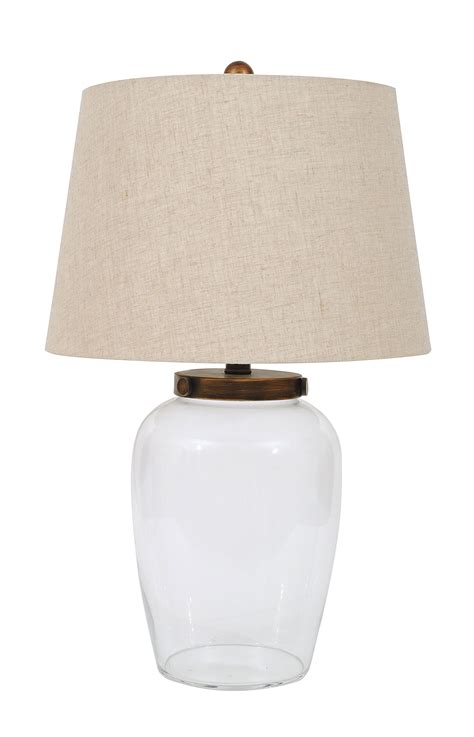 Woven Paths Fillable Clear Glass Table Lamp With Iron Accent And Linen Shade 24