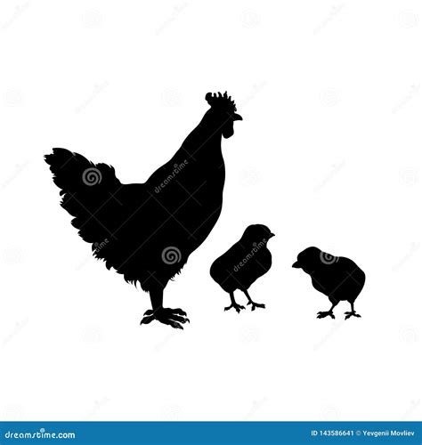 silhouette chicken with little chickens vector illustration 162755838