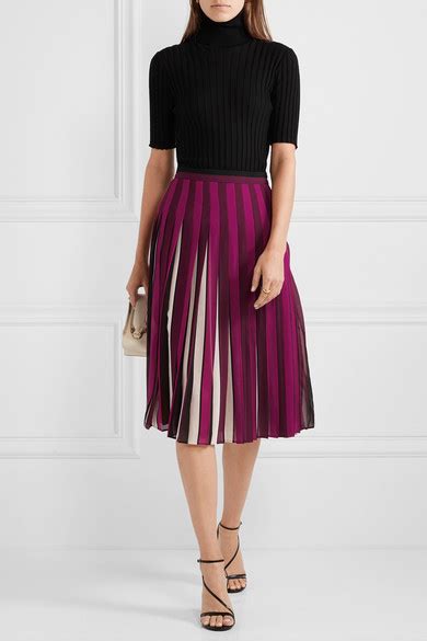 Michael Michael Kors Pleated Striped Crepe Midi Skirt About Icons