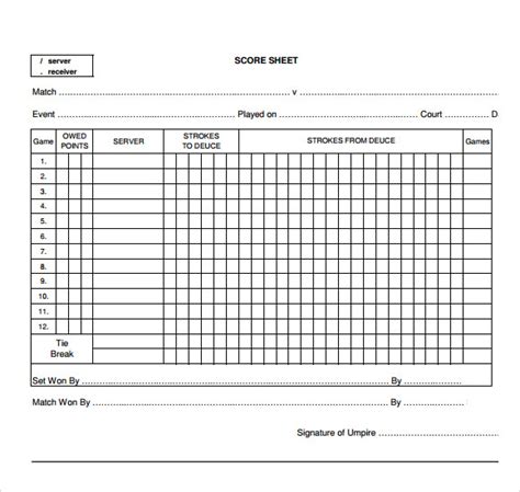 10 Score Sheet Templates Free Word Excel And Pdf Formats Samples