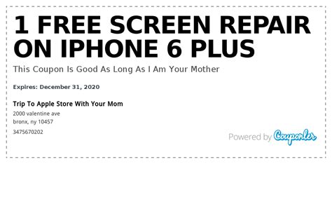 All coupons deals free shipping verified. Trip To Apple Store With Your Mom coupon | 1 Free Screen ...