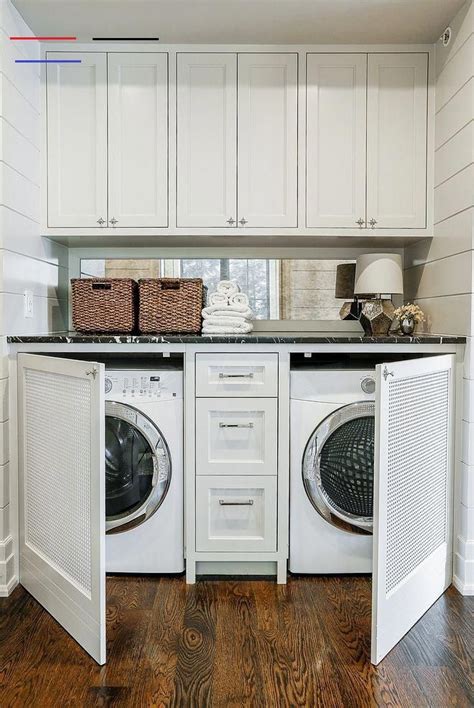After we drywalled and painted (including painting the floor a bright turquoise), the laundry room still had some unattractive elements: Laundry room Laundry room hiding washer and dryer Laundry ...